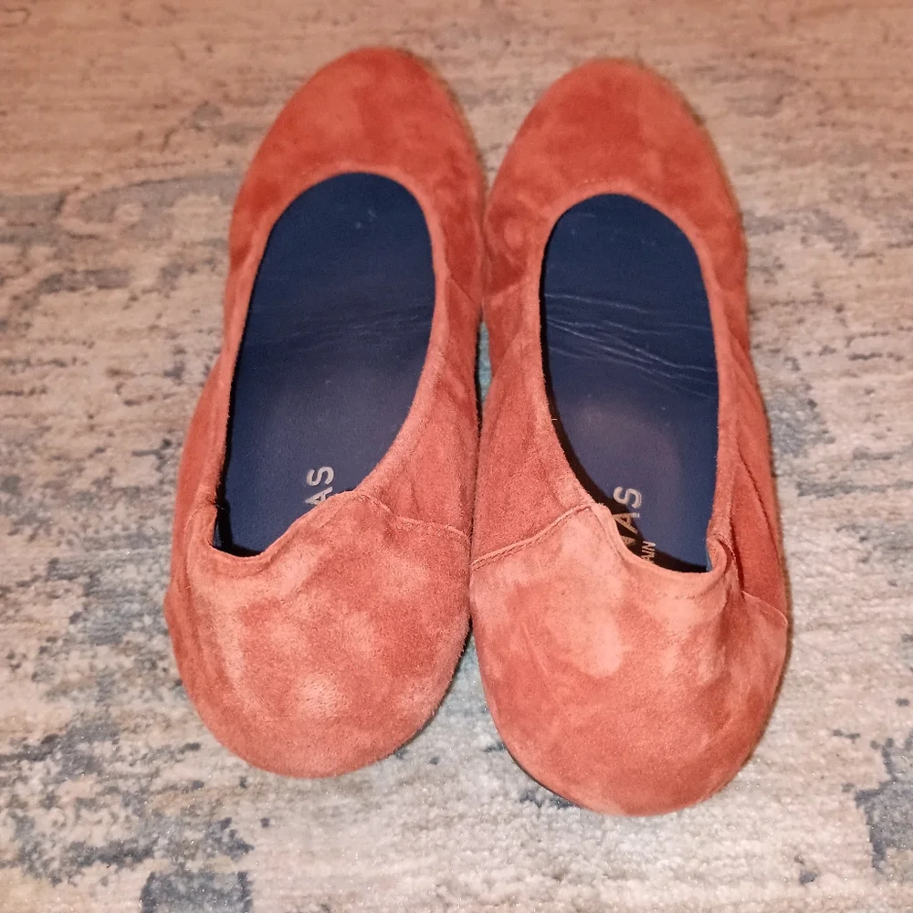Sabrinas  Orange Navy Leather ballet Flats Size 39